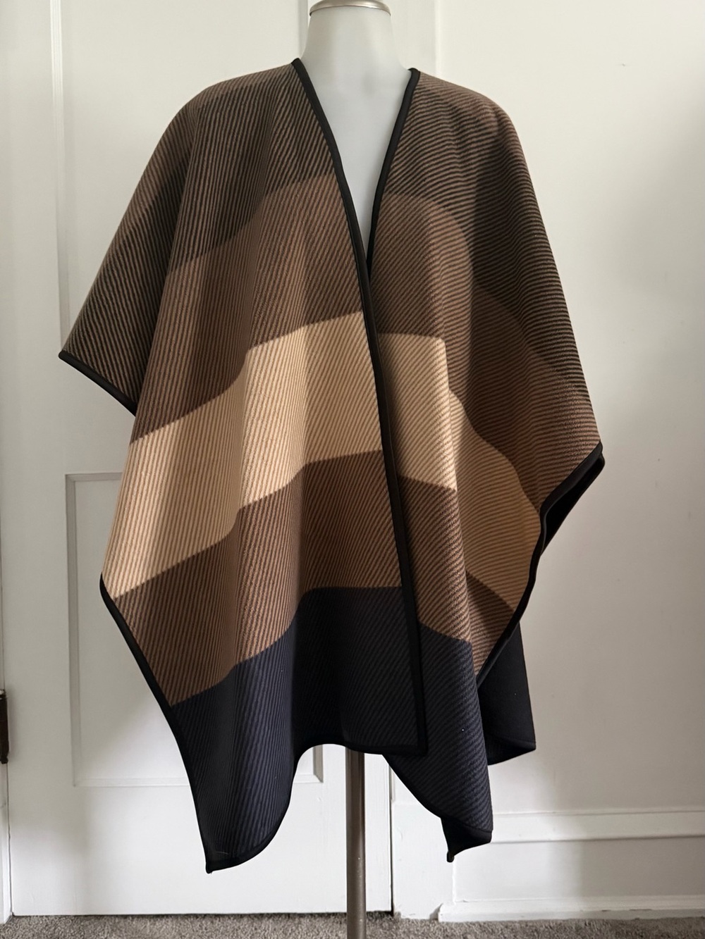 NWOT Neutral Stripe Cozy Poncho